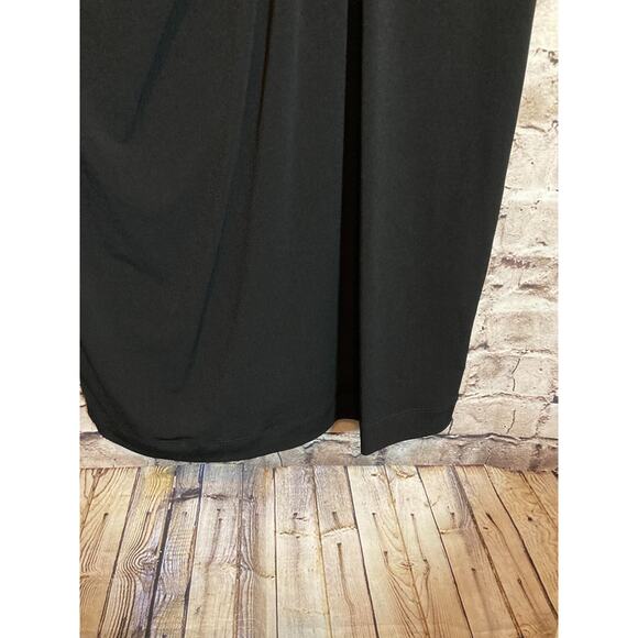 Grace Hill Midi Dress Womens 14 Black LBD Beaded Draped Ruched Sleeveless Sheath - Picture 13 of 15